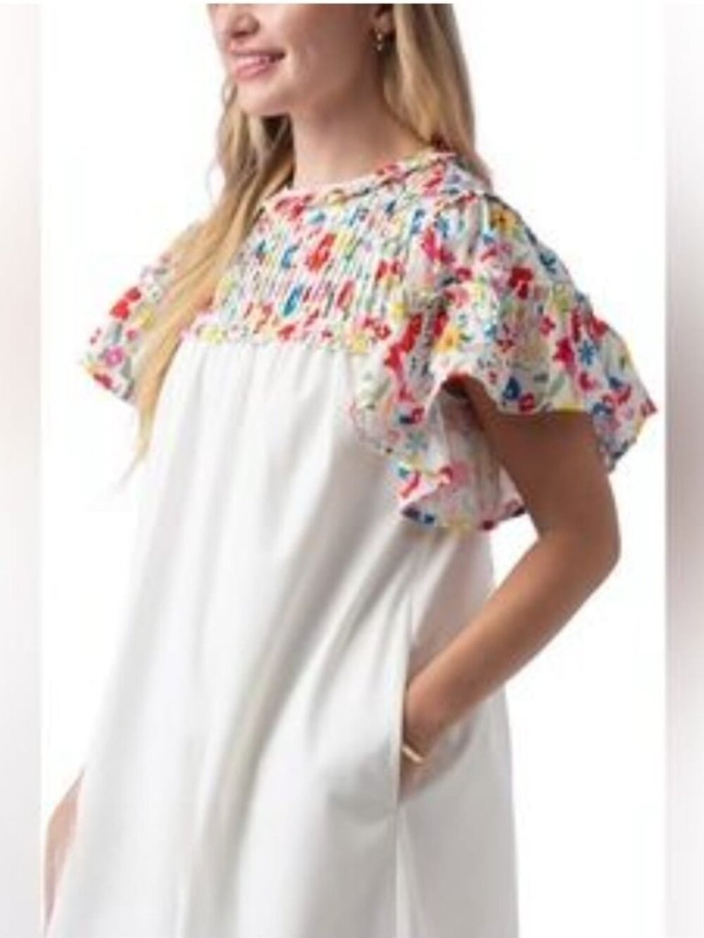 Crosby by Mollie Burch Hadley Flutter Sleeve Shift Dress Size Med